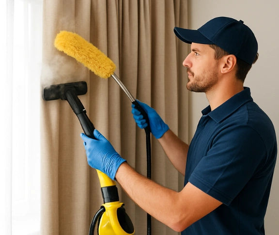 Trusted residential curtain cleaning technician Matty Curtain Cleaning doonan QLD