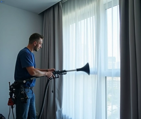 Professional commercial curtain cleaning process equipment Matty Curtain Cleaning doonan
