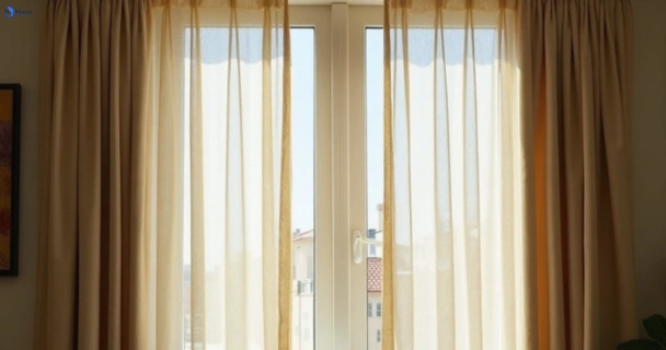 Dull dusty drapes in doonan before professional cleaning
